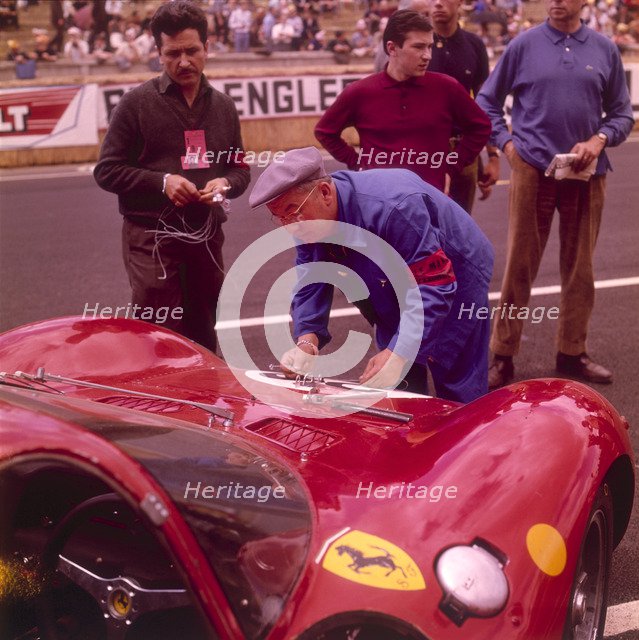 The Ferrari pit, Le Mans, France, 1965. Artist: Unknown