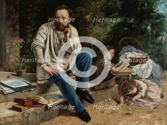 Pierre-Joseph Proudhon (1809-1865) and his children, 1865. Creator: Courbet, Gustave (1819-1877).