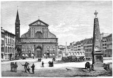 Piazza and church of Santa Maria Novella, Florence, Italy, 1882. Artist: Unknown
