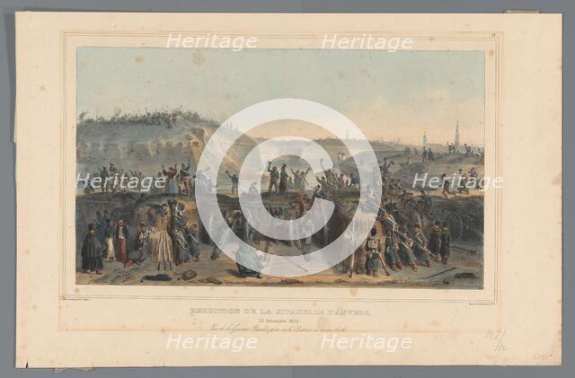 Surrender of the Citadel of Antwerp, 1832, (1833).  Creator: Auguste Raffet.
