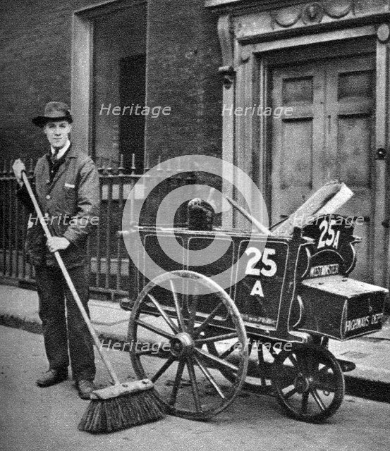 Road sweeper, London, 1926-1927. Artist: Unknown