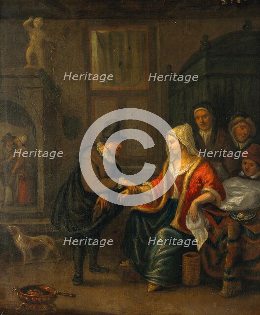 A medical practitioner taking a woman's pulse. Creator: Jan Steen.