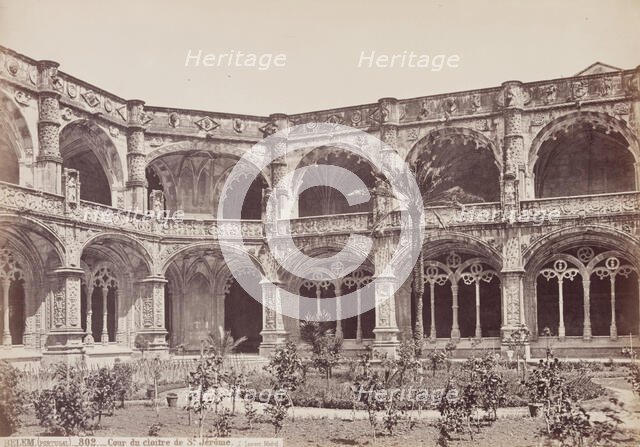 Courtyard of the Cloister of Saint Jerome, Belem, Portugal, between 1875 and 1892. Creator: Juan Laurent.