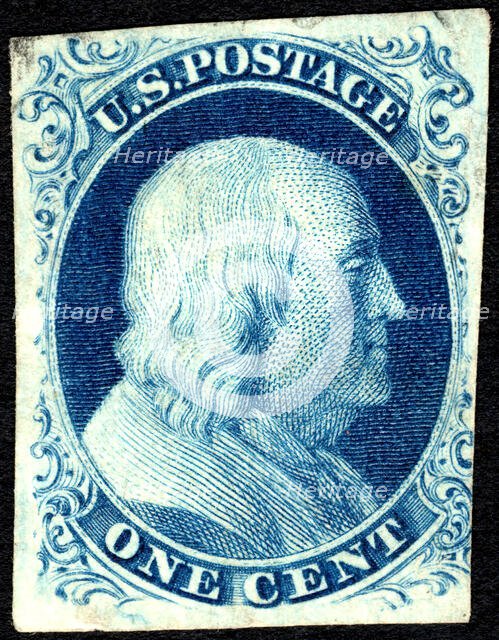 1c Franklin type III single, 1851. Creator: Unknown.