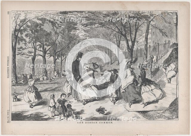 The Boston Common (Harper's Weekly, Vol. II), May 22, 1858. Creator: Unknown.