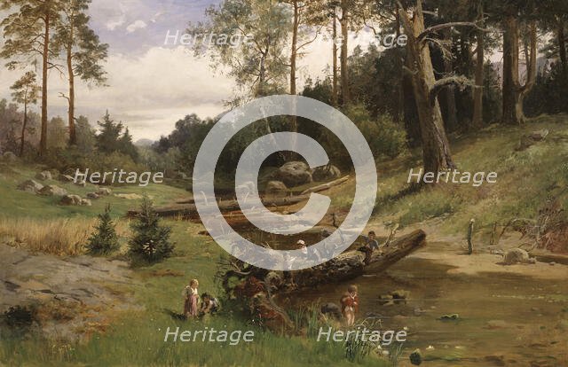 By the Brook in the Forest, 1872. Creator: Charles XV, King of Sweden.