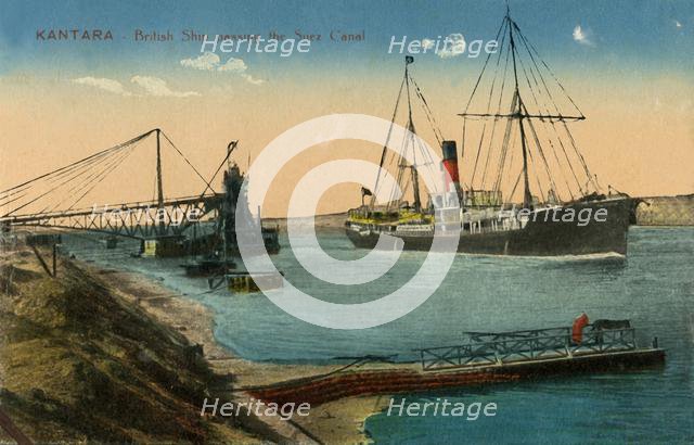 'Kantara - British Ship passing the Suez Canal', c1918-c1939. Creator: Unknown.