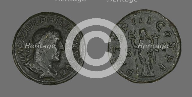 Sestertius (Coin) Portraying King Philip I, 246. Creator: Unknown.