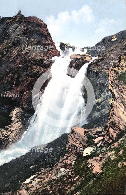 Rossypnaya Waterfall near the Source of the Katun River, ...Belukha Mountain, 1911-1913. Creator: Sergei Ivanovich Borisov.
