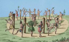 Native American dance, Virginia, 16th century, (1836), (1850). Creator: Emile Louis Vernier.