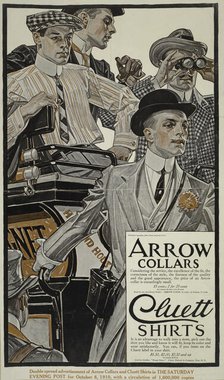 Arrow collars. Cluett shirts. Saturday evening post, Oct 8 1910., c1910. Creator: Unknown.