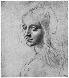 Study of a girl's head, c1483 (1954). Artist: Leonardo da Vinci