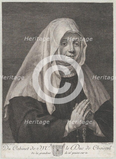 Portrait of a praying nun, ca. 1771. Creator: Carl Guttenberg.