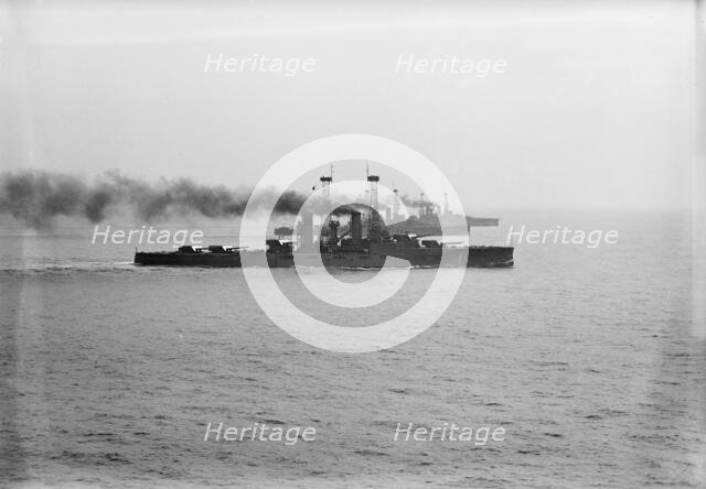 U.S.S. Delaware with U.S.S. Kansas And Arkansas, 1913. Creator: Harris & Ewing.