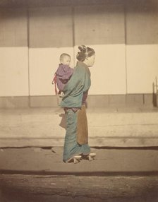 Mother with Child in Bunting, 1868. Creator: Felice Beato.