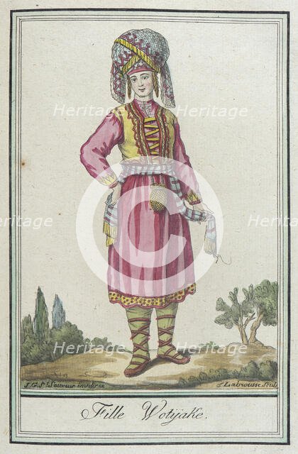Costumes de Différents Pays, 'Fille Wotÿake', c1797. Creators: Jacques Grasset de Saint-Sauveur, LF Labrousse.