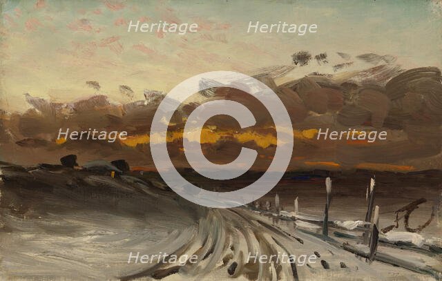 Winter Landscape, Sunset, 1878. Creator: Fanny Churberg.