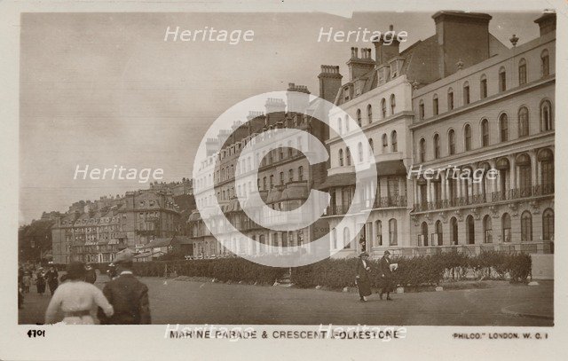 'Marine Parade & Crescent Folkestone', late 19th-early 20th century. Artist: Unknown.
