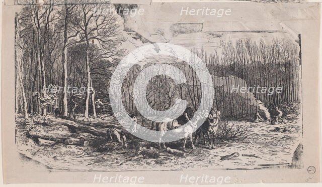 February from Album of Rustic Subjects, 1859. Creator: Charles Emile Jacque.