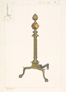 Brass Andirons, c. 1938. Creator: Edward L Loper.