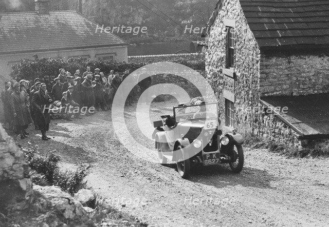 Triumph of FA Thatcher competing in the MCC Sporting Trial, 1930. Artist: Bill Brunell.