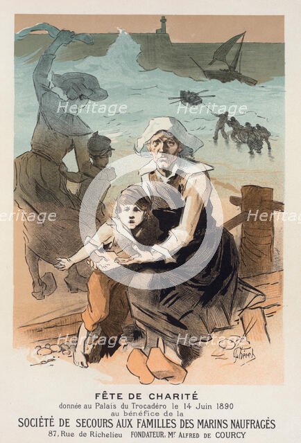 Affiche pour une fête de charité au bénéfice de la "Société de Secours aux Familles des..., c1897. Creator: Jules Cheret.