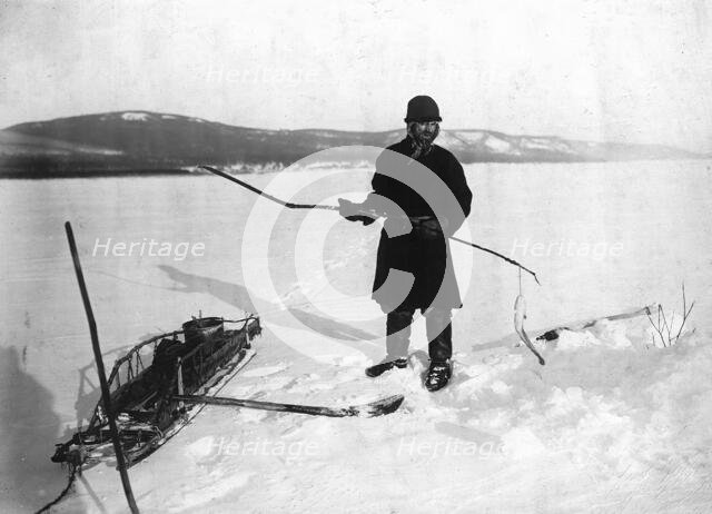 Underwater fishing with ouds on the Angara, 1911. Creator: Unknown.