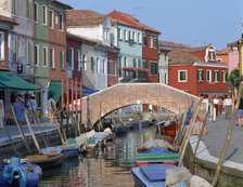 Canal, Burano, Venice, Italy. 