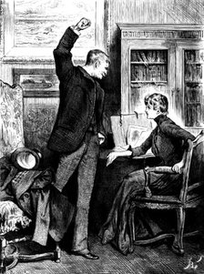 His hand remained raised - he was speechless...he was helpless with blind rage and madness, 1890. Creator: R. Taylor.