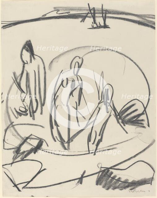 Three Bathers in the Sea, c. 1914. Creator: Ernst Kirchner.