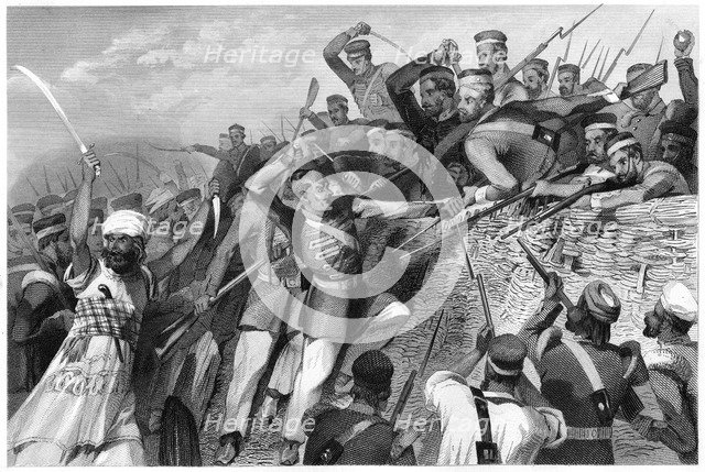 'Attack of the mutineers on the Redan Battery at Lucknow, 30 July 1857', (c1860). Artist: Unknown
