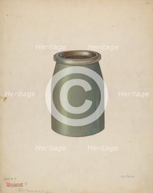 Stoneware Quart Jar, 1941. Creator: Lon Cronk.