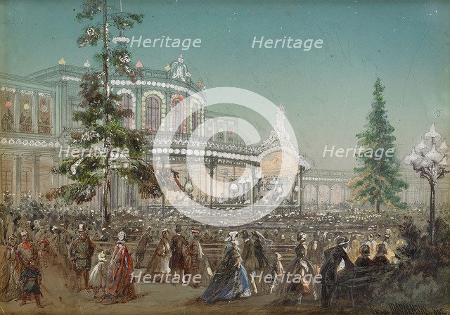 Celebration of the 25th Anniversary of Tsarskoe Selo Railroad at the Pavlovsk Railway Station Concert Hall, 1862. Artist: Charlemagne, Adolf (1826-1901)