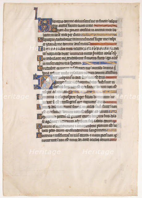 Manuscript Leaf from a Royal Psalter, 13th century. Creator: Unknown.