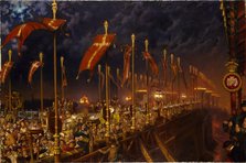 London Bridge on the Night of the Marriage of the Prince and Princess of Wales, 1863. Artist: William Holman Hunt.
