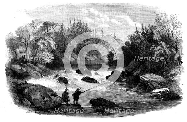 Sporting Scenes in Canada - Escoumains River: a Salmon Pool, 1858. Creator: Unknown.