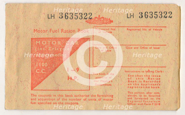 'Motor Fuel Ration Book', c1973. Artist: Unknown.