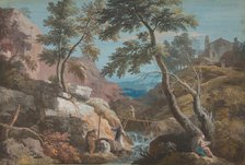 Mountainous Landscape with Hermits, ca. 1700-1730. Creator: Marco Ricci.