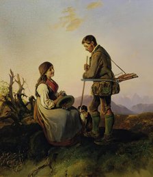 Hunters and girls, 1847. Creator: Matthias Ranftl.