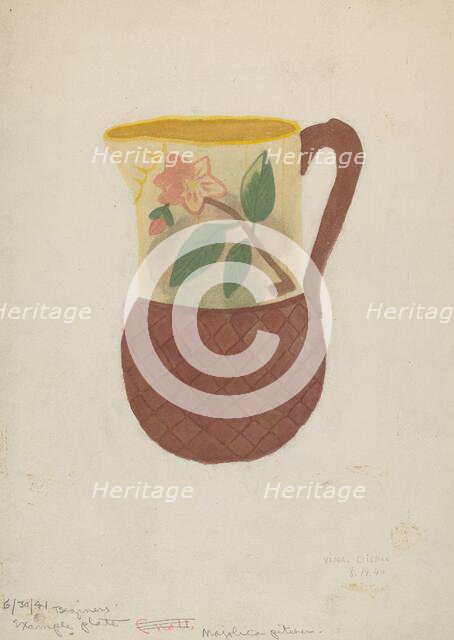 Majolica Pitcher, 1940. Creator: Vina Dishon.