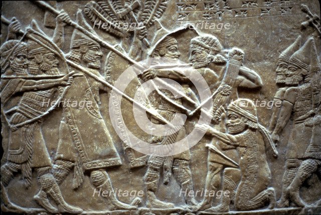 Ashurbanipal at the Battle of Til-Tuba, 650-620 BC. Artist: Assyrian Art  