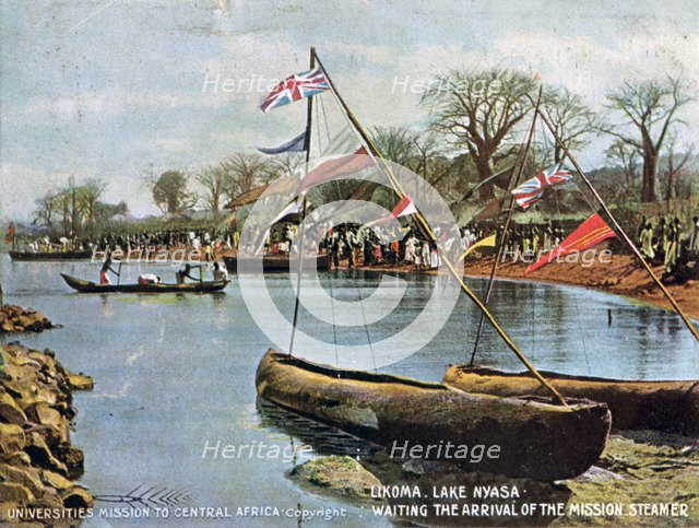 'Waiting the Arrival of the Mission Steamer', Likoma, Lake Nyasa, Africa, 1904. Artist: Unknown