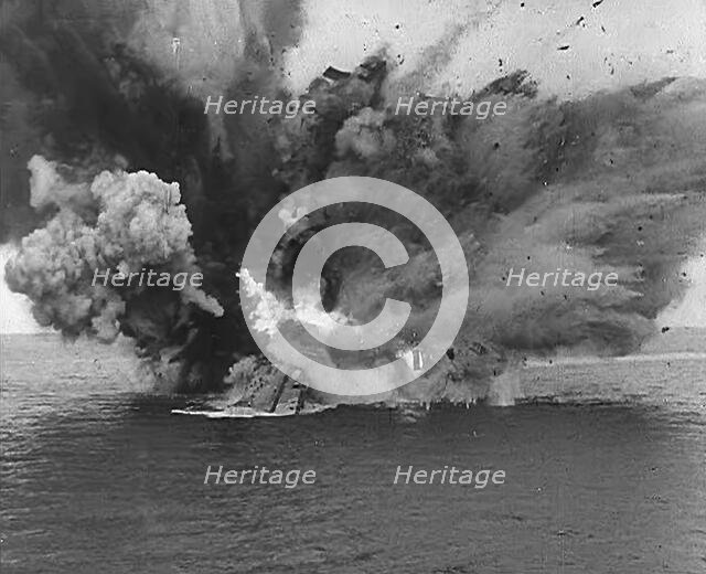 The HMS Barham Exploding After a U-Boat Attack, 1943. Creator: British Pathe Ltd.