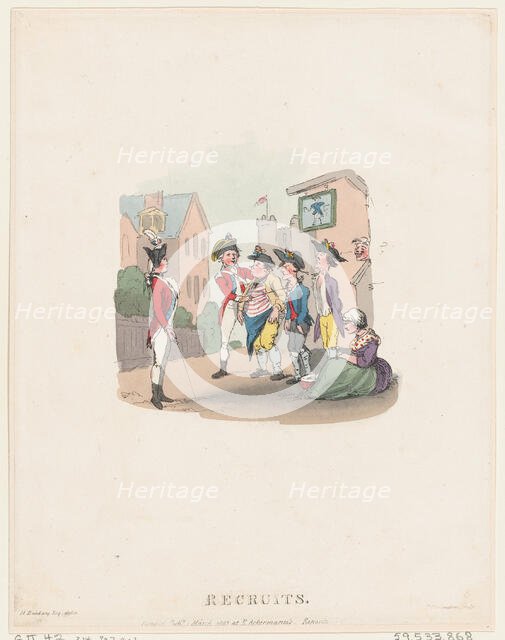 Recruits, March 1, 1803., March 1, 1803. Creator: Thomas Rowlandson.