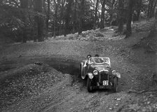 Austin 7 with Arrow body, B&HMC Brighton-Beer Trial, Fingle Bridge Hill, Devon, 1934. Artist: Bill Brunell.