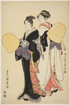 Young Couple Dressed as Mendicant Monks, Japan, c. 1794. Creator: Kitagawa Utamaro.