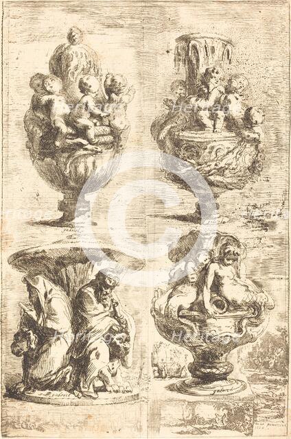 Four Vases (Les quatres vases), 1754. Creator: Gabriel de Saint-Aubin.