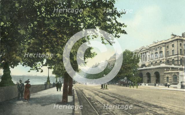 The Thames Embankment and Somerset House, London, c1915.  Creator: Unknown.