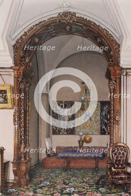 Interiors of the Winter Palace. The Alcove of the Study of Grand Prince Nicholas Nicolaievich, Mid of the 19th cen.. Artist: Ukhtomsky, Konstantin Andreyevich (1818-1881)