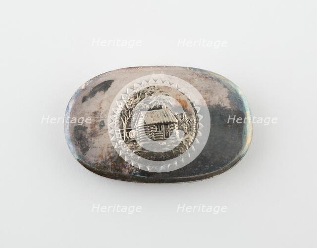 Tobacco Box with Log Cabin (Symbolic of William Henry Harrison Campaign), Birmingham, c. 1880. Creator: Unknown.